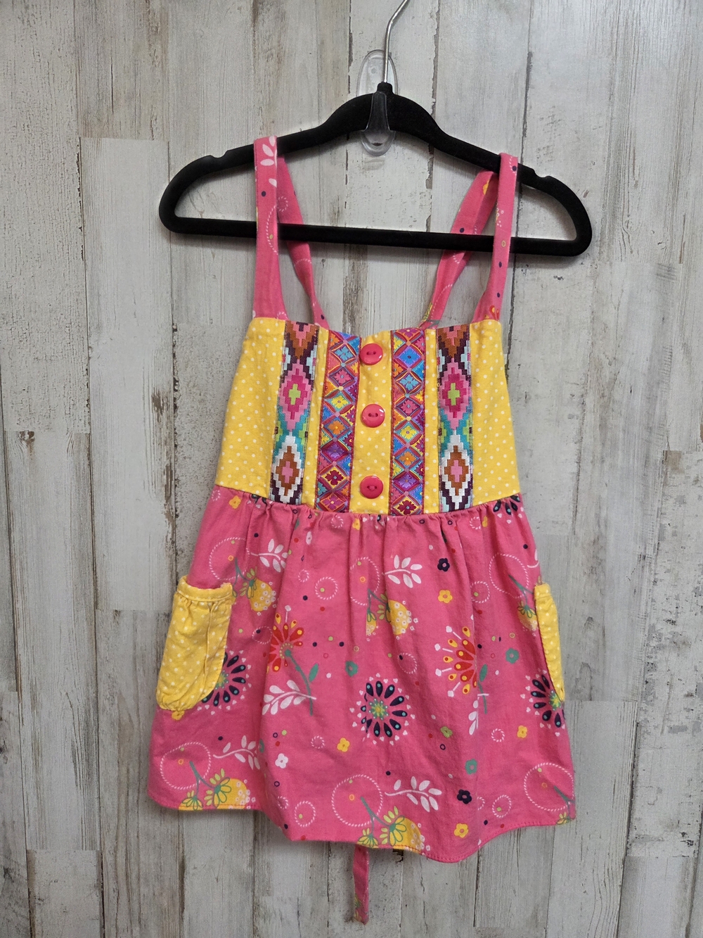💝 Girls' Pink & Yellow Floral Casual Sundress - Unbranded